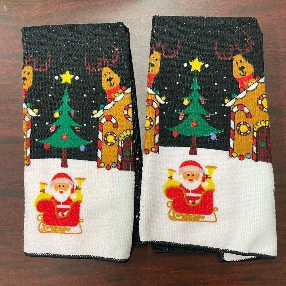 Silver One At Home Christmas Microfiber Dish Towels